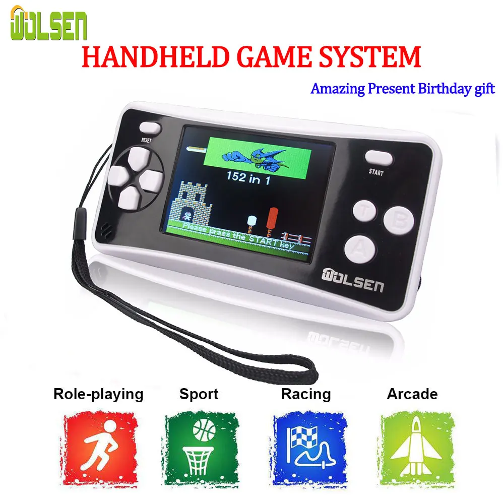 Wolsen 2.5 inch handheld game systems with built-in games 152 games for Kid 8 Bit Video game system