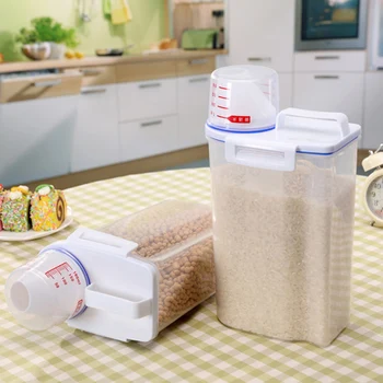 

Plastic Cereal Dispenser Storage Box Kitchen Food/Grain/Rice Container 1 Sizes