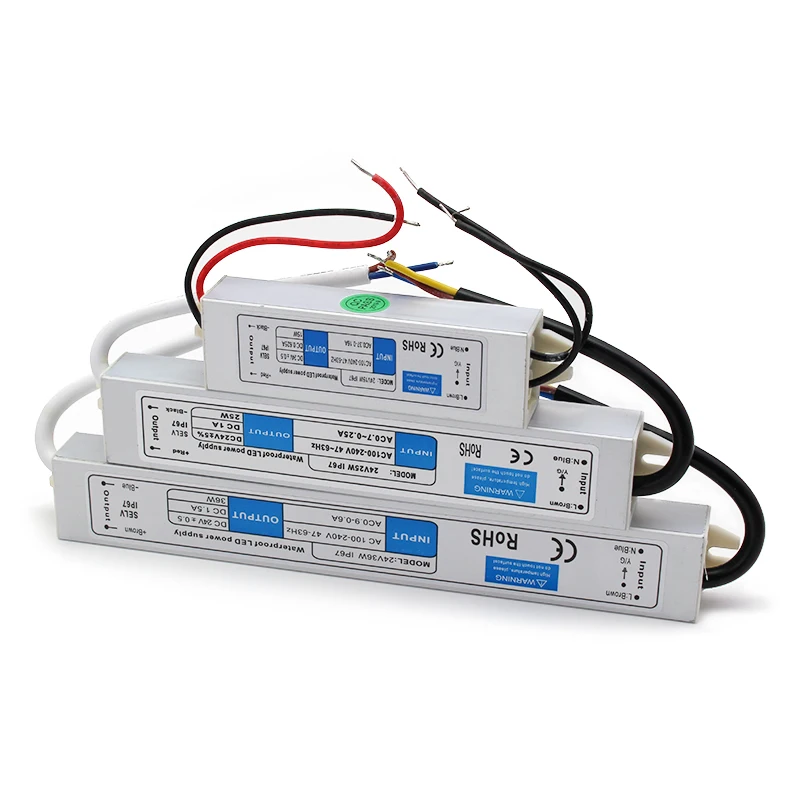 IP67 Fuente de alimentaci/ón a prueba de agua Transformador de controlador de tira de luz LED AC100~264V a 24V 30W Transformador de fuente de alimentaci/ón