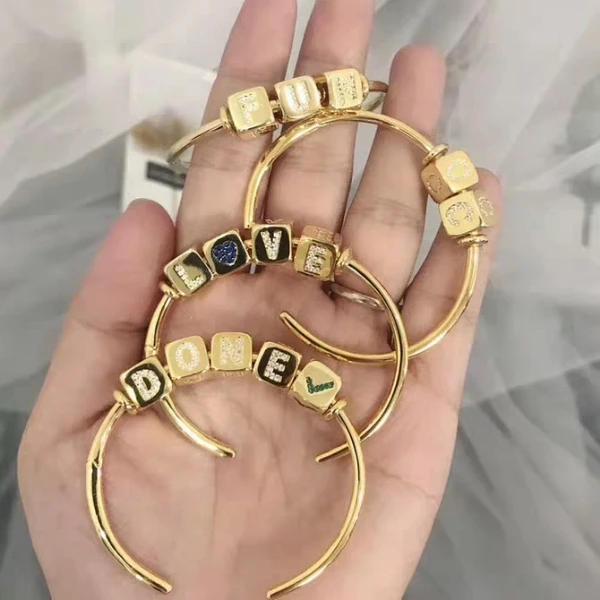 Новинка,, настраиваемый женский браслет из циркона, bijoux femme, браслет в кости, заглавные буквы, запонки, браслет золотого цвета