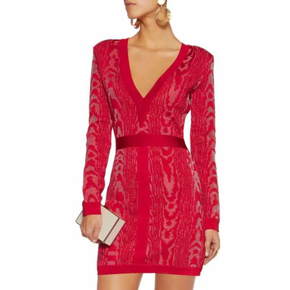 Ocstrade Bandage Jurk Vestido 2020 Vrouw Rode Diepe V-hals Sexy Bodycon Bandage Dress Lange Mouwen Jurk Mini Party Bandage Ocstrade Bandage Jurk Vestido 2020 Vrouw Rode Diepe V-hals Sexy Bodycon Bandage Dress Lange Mouwen Jurk Mini Party Bandage