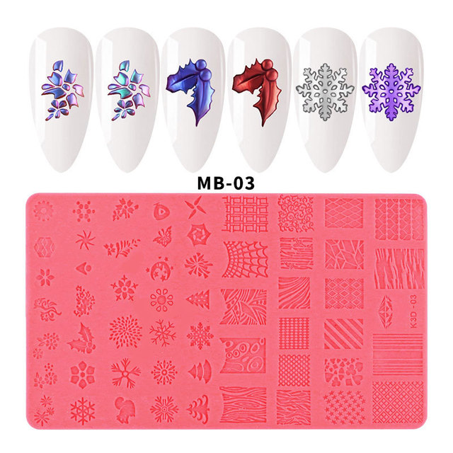 Art Silicone Template Sculpture Stamping Stencils 3D Solid Carving Powder Stamping Tools DIY Manicure Tool Crystal Gel