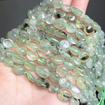

8-10mm Natural Irregular Green Prehnita Jades Stone Beads Loose Spacer Beads For Jewelry Making DIY Bracelet Necklace 15"inches