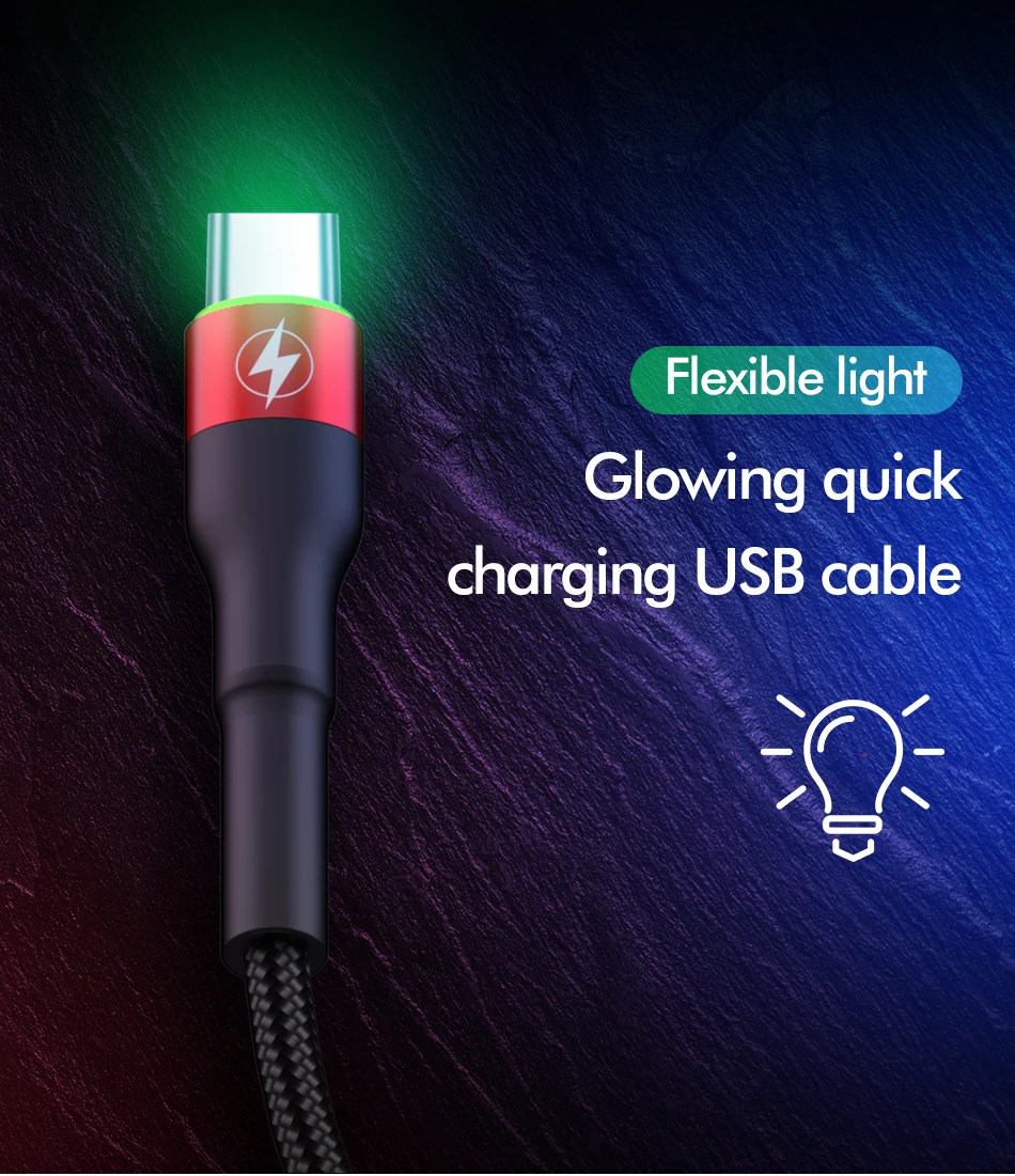 ROCK type C 5A светодиодный светильник usb type C кабель USBC Быстрая зарядка QC 4,0 зарядное устройство type-c светильник ing кабель для samsung S10 S9 Xiaomi 9 8