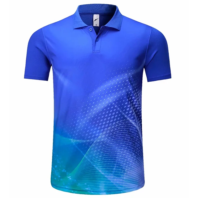 New Men Tennis shirts Breathable Badminton Shirt Women Men Table Tennis Team Pol o T Shirts Men tenis de hombre de mujer - Color: blue