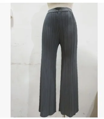 Лидер продаж Miyake модные складные однотонные плиссированные широкие брюки повседневные штаны - Цвет: Серый