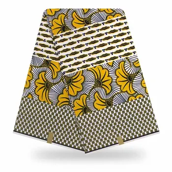 

New African real wax print fabric 6 yards Cotton Ankara Nigeria Ghan real wax for patchwork sewing african dresses