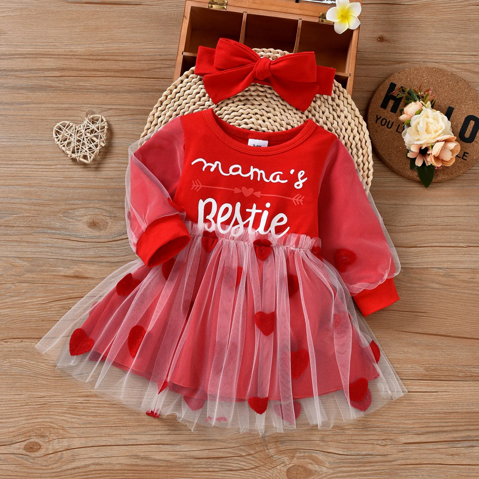 Baby Girl Valentines Day Dress 2022 New Long Sleeve Toddler Girl