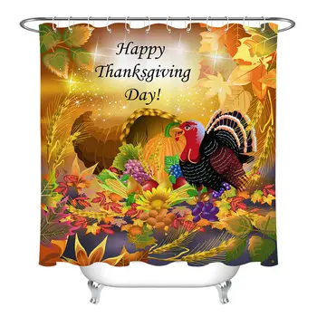 

Fall Thanksgiving Turkey Polyester Fabric Shower Curtain Liner Bathroom Set