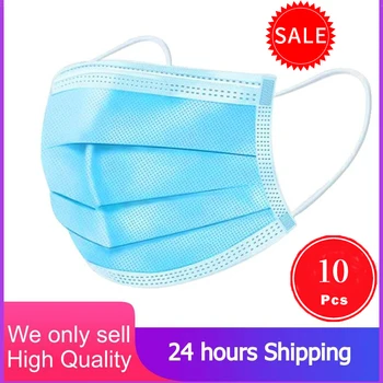 

Fast shipping 10 pcs Disposable 3 Layer Mouth Mask Non-woven Mouth-muffle Thicken Face Masks in stock