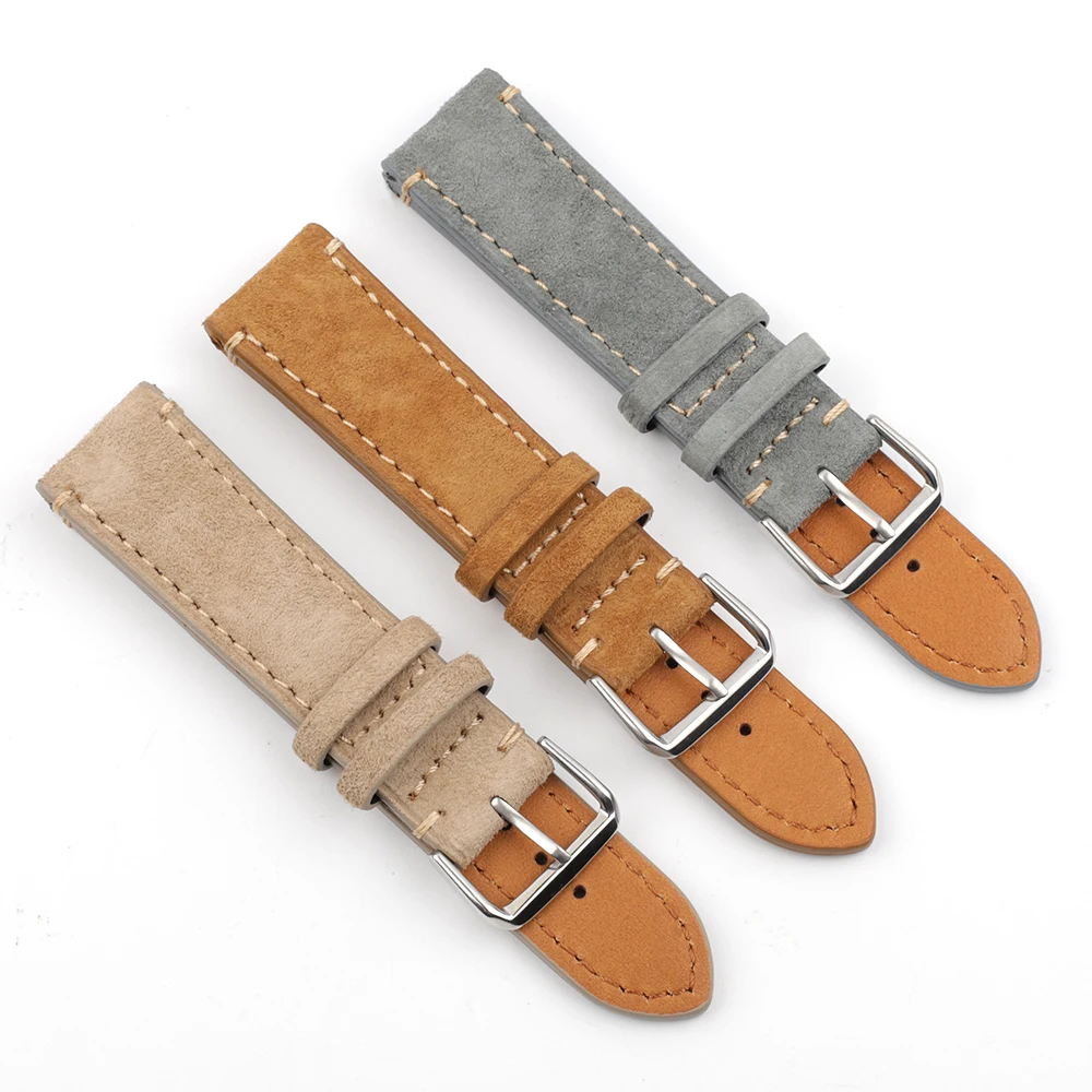 High Quality Suede Leather Vintage Watch Straps Blue Watchbands Replacement Strap for Watch Accessories 18mm 20mm 22mm 24mm High Quality Suede Leather Vintage Watch Straps Blue Watchbands Replacement Strap for Watch Accessories 18mm 20mm 22mm 24mm