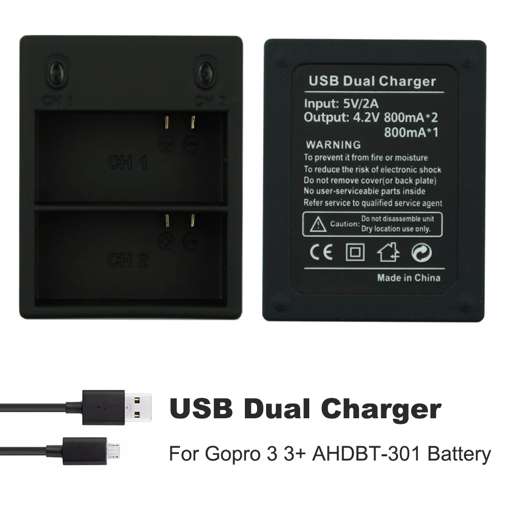 GoPro Hero 2 3 3 4 Black Silver Auto Battery Charger Caricabatterie per Auto