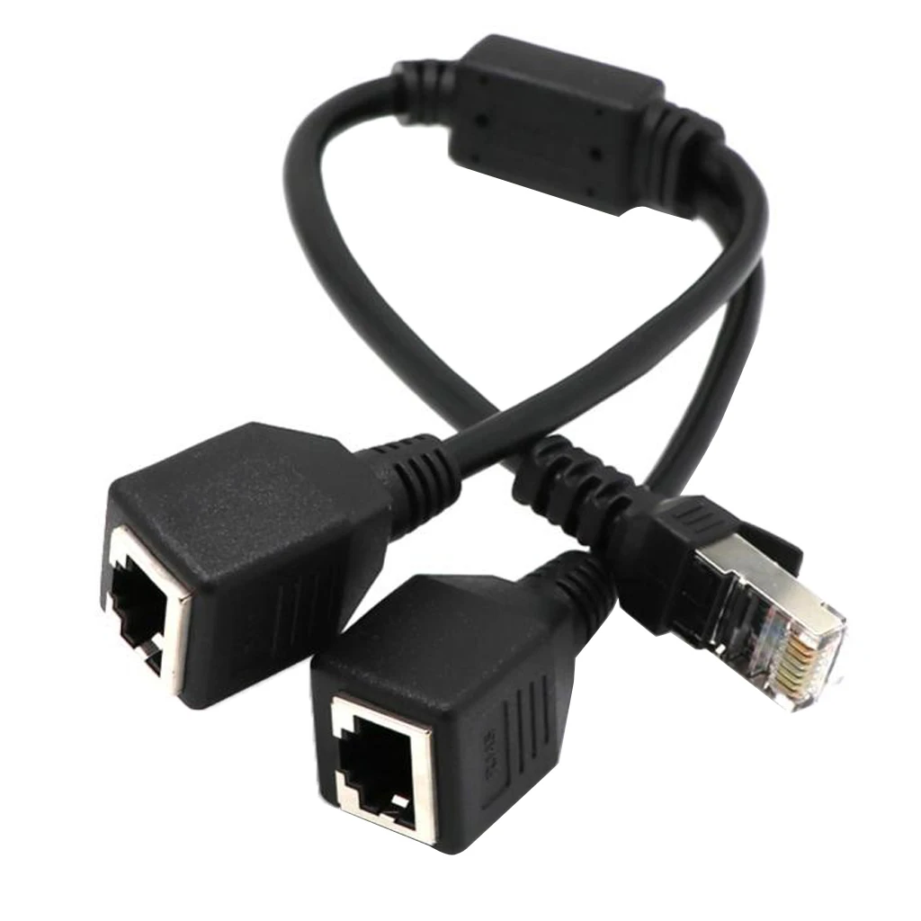 RJ45 1 Male to 2 Female Ethernet Network Cable Splitter Extension Connector Using gold-plated core transmission of signals