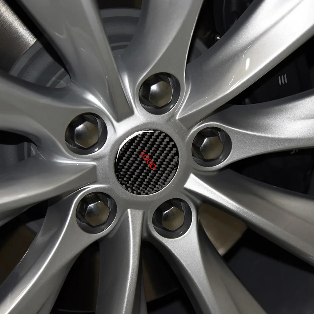 Replacement For Tesla Model S- 4pcs/set Wheel Center Cap Carbon Fiber Hub Stickers