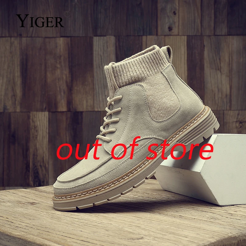

YIGER New Men Hosiery boots man martins boots Trend casual lae-up autumn mens tooling boot male socks boots ankle boot 0384