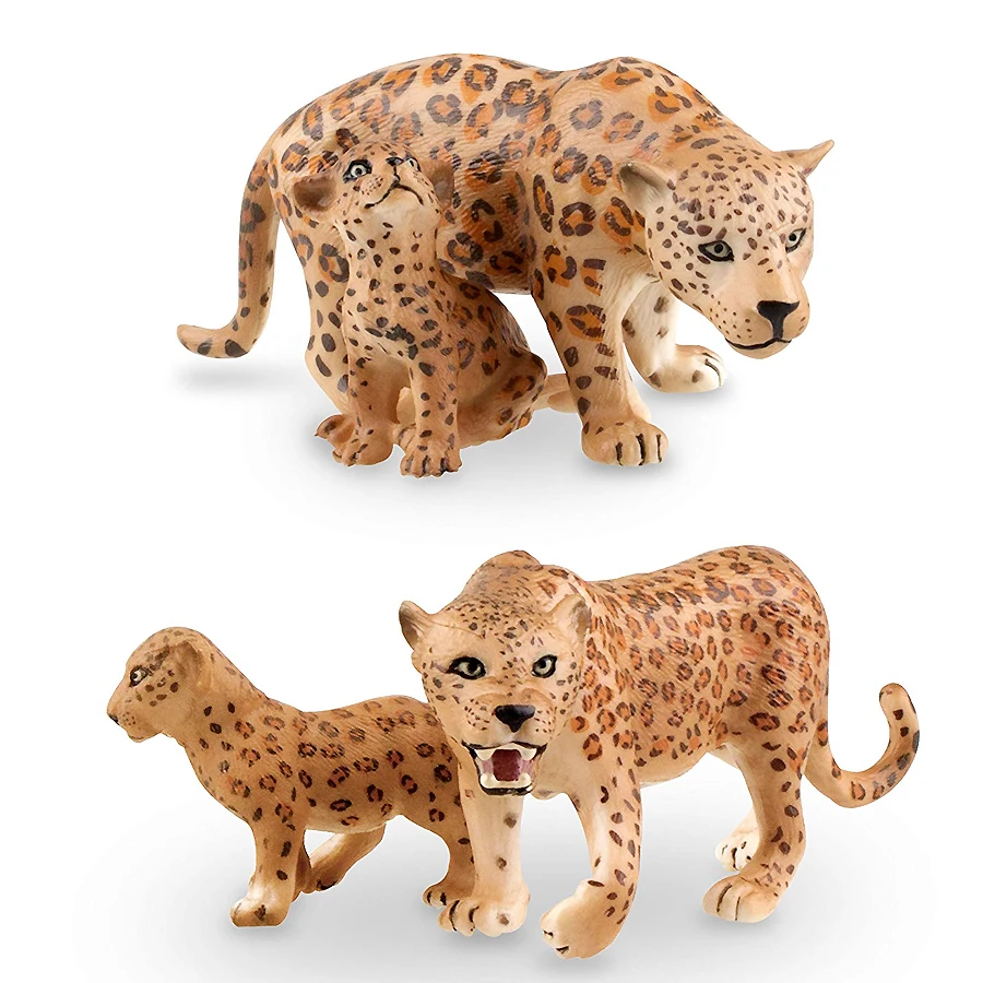 Realistische wilde dieren leeuw, witte tijgers, luipaarden, panter beeldjes  met welpen, 2-5\, image size:900x900