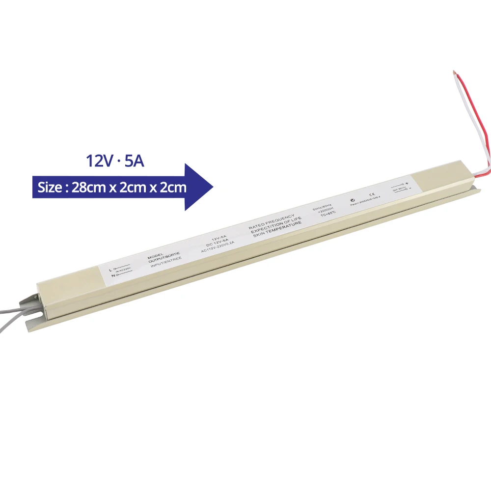 DC12V 1.5A 2A 3A 4A 5A светодиодный драйвер AC110V~ 220V Ультра тонкий светодиодный источник питания Светильник ing трансформатор для тонкий рекламный светильник - Цвет: 12V  5A