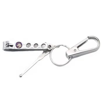 

100PCS Metal Key Ring Keychain Round Label Boutique Nail Clipper Ear Spoon Set