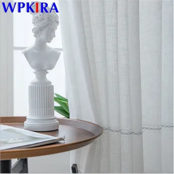 

White Embroidery Tulle Curtain For Living Room Voile Sheer Bedroom Kitchen Sheer Valance Modern Window Treatment 1pc X-AD418#30