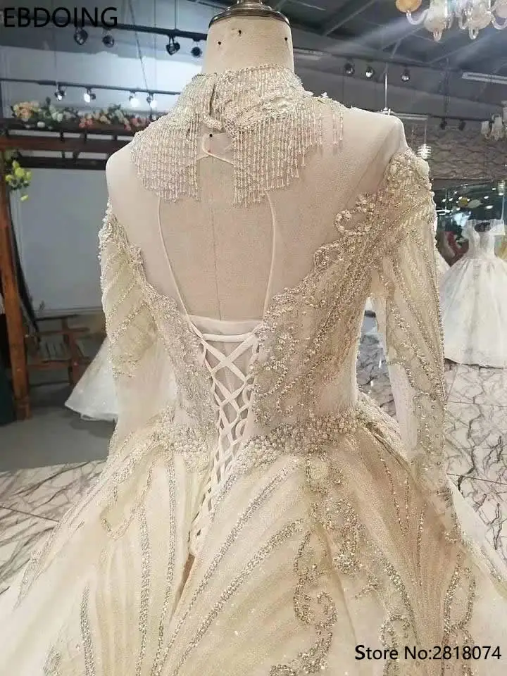 Vestidos De Novia роскошное бальное свадебное платье с длинными рукавами со шлейфом на шнуровке платье невесты размера плюс свадебное платье