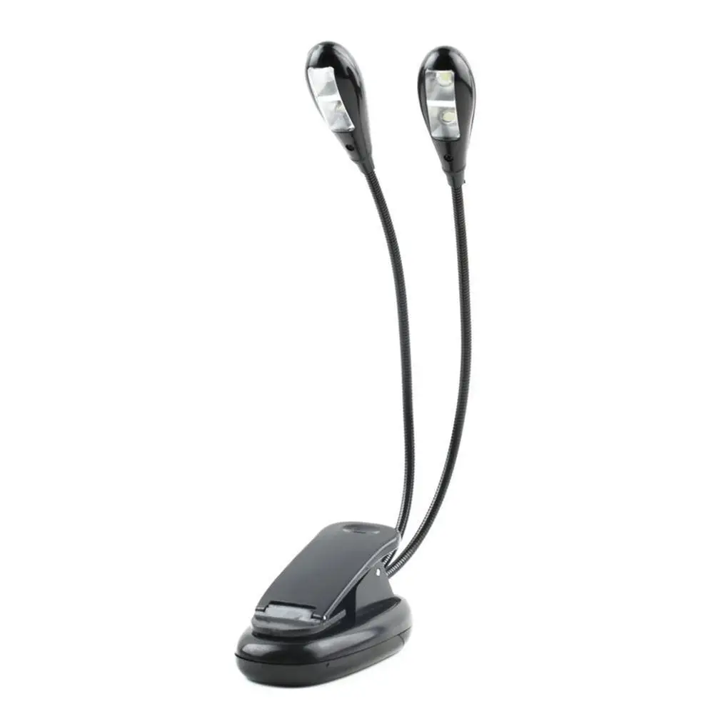Verstelbare Zwanenhalzen 2 Dual Flexibele Arms 4 светодиодный пристегивающийся светильник Bureau Tafellamp для фортепиано Muziek stand Boek