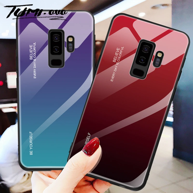 Градиентный чехол из закаленного стекла для Samsung Galaxy S10 Lite S8 S9 Plus A8 A6 2018 J6 J8 A750 A920 A10