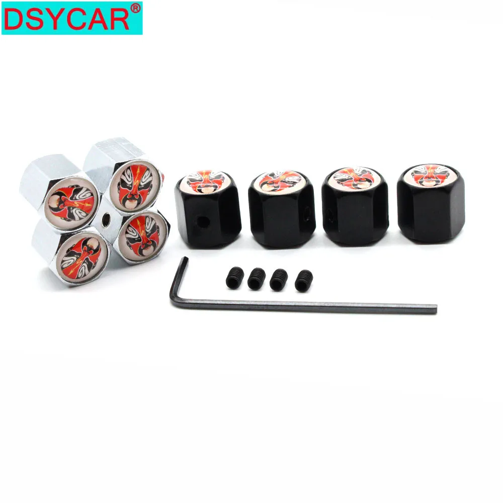 

DSYCAR 1Set Zinc Alloy Anti-theft Red Face Makeup Logo Car Tire Valve Caps Wheel Tires Tire Stem Air Cap Airtight Covers