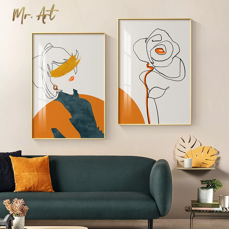 

Abstract Woman Canvas Art Painting Modern Figure Wall Art Poster Print Fashion Picture for Living Room Bedroom Nordic Decoration