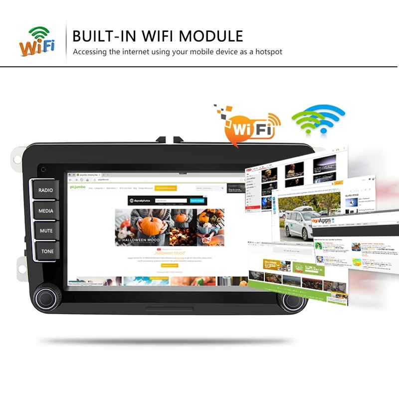 2 Din 7 дюймов Android 8,1 автомобильный DVD мультимедийный плеер 1G+ 16G gps навигация wifi Bluetooth аудио стерео радио плеер для-VW Skoda P