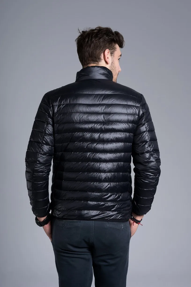 Зимний пуховик, мужское повседневное пальто, Осеннее теплое пальто со стоячим воротником, Мужской Ультра-светильник, тонкий белый утиный пух, куртки, WholeTide Xxxl