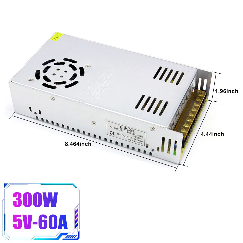 5V 60A 300W Switch Power Supply Driver Adapter For Led Strip Light CCTV Camera 