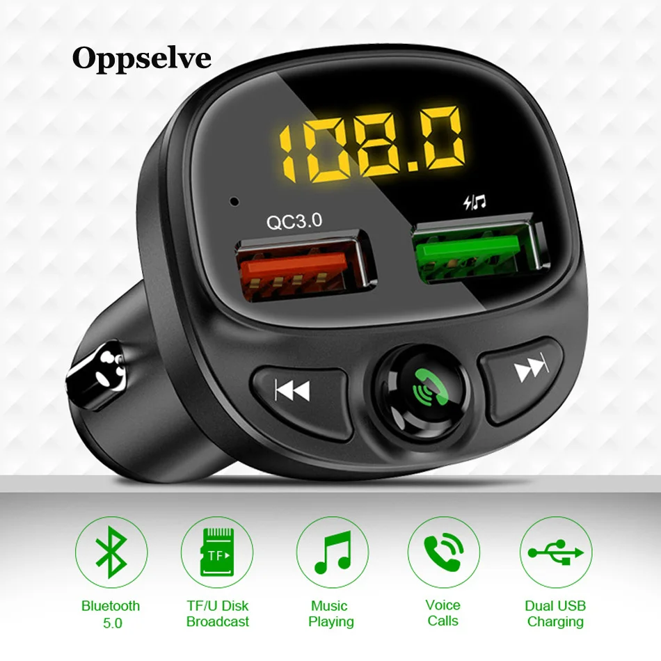 Car Charger With FM Transmitter Bluetooth Receiver Handfree TF Card Play Music Dual USB For Phone Samsung Xiaomi Kit | Мобильные