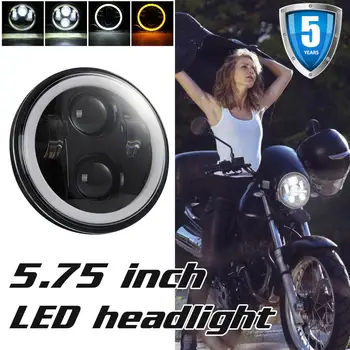 

1PCS 5.75 Inch 200W Round Motorcycle LED Headlight Halo Angel Eyes DRL Headlamp for Motorcycle H4 H13 LED Moto Headlight