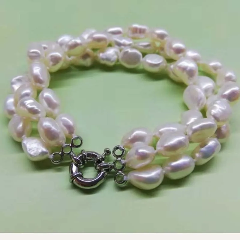 

Baroque 3strands 8mm white freshwater pearl bracelets