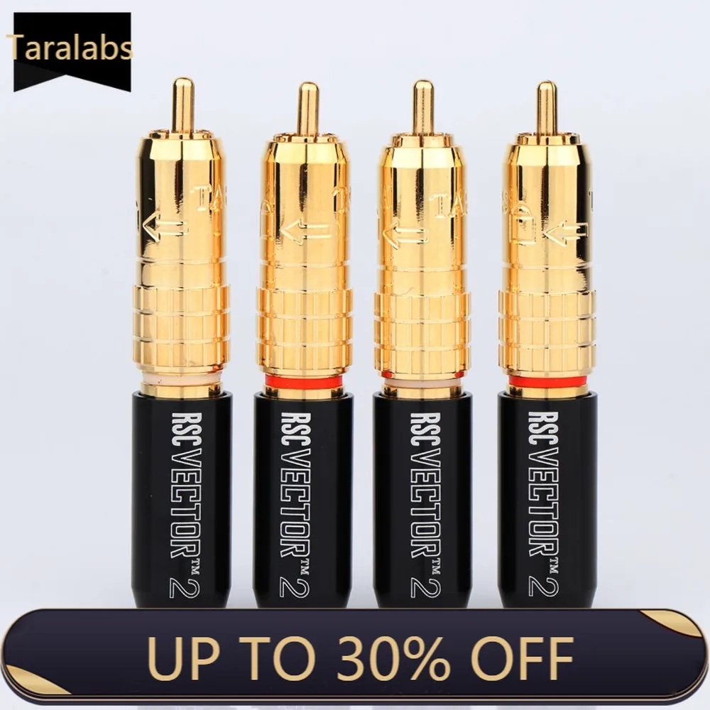 4x R1758Taralabs RSC Vector-2 Позолоченный разъем RCA для сигнального аудио соединительного