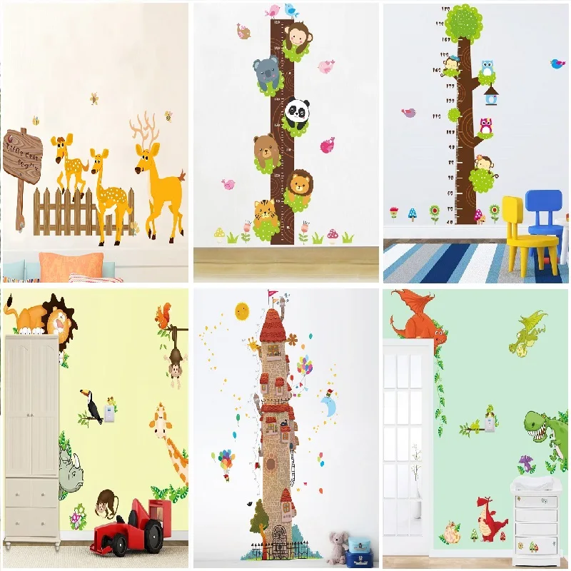 Cute panda Owl monkey height ruler Wall Stickers kids for Bedroom Decor Art Mural Furniture Eco-friendly Wall Stickers Decal