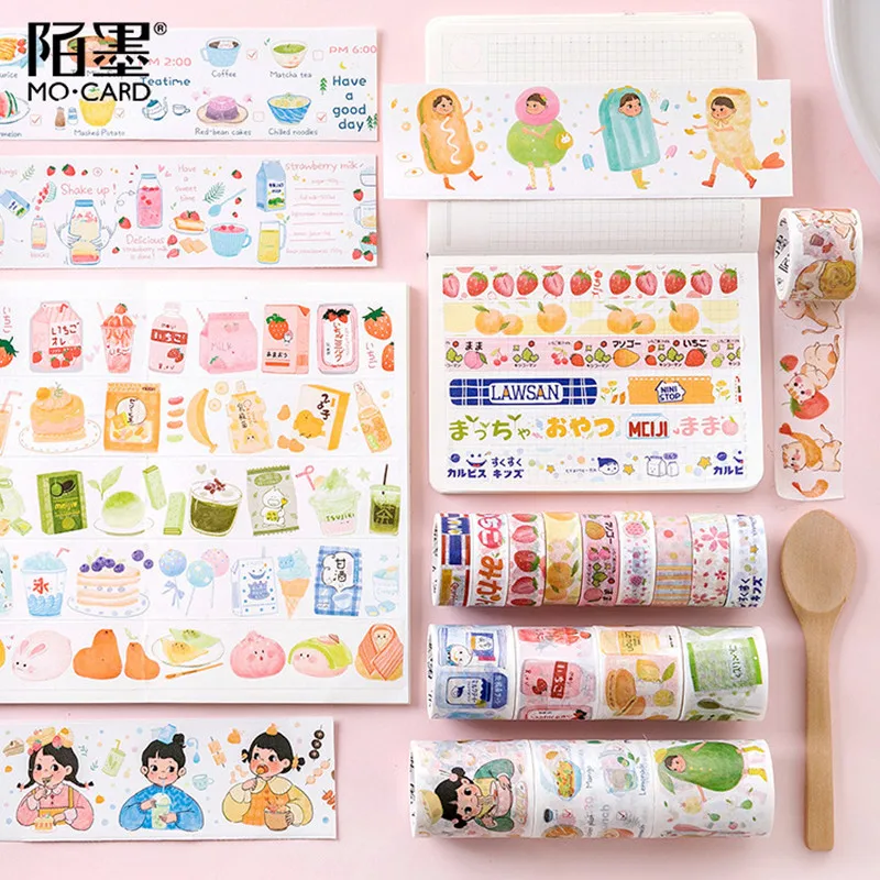 

AngelHere Masking Tape Washi Strawberry Snack Pattern Scotch Tape Planner Book Decoration Diary Book Decoration Student Supplies