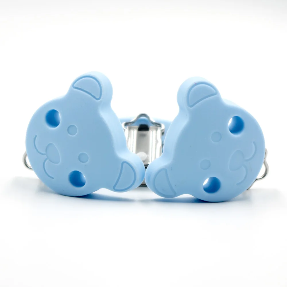 Pastel Blue Bear GYLAXIDO 3 шт. Бабочка Медведь перле силиконовая соска-Подвеска детская пустышка Прорезыватель пустышка цепь из нержавеющей держатели сосок игрушка для кормления - Цвет: Pastel Blue Bear
