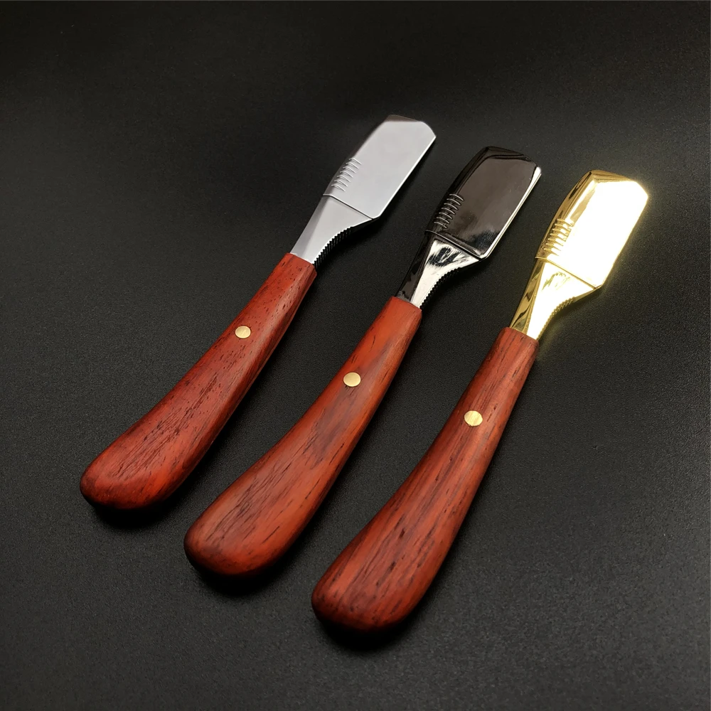

Vintage Manual Folding Hair Razor Straight Sandalwood Handler Barber Razor Haircut Beard Eyebrow Shaving Tool Oil Head G0808