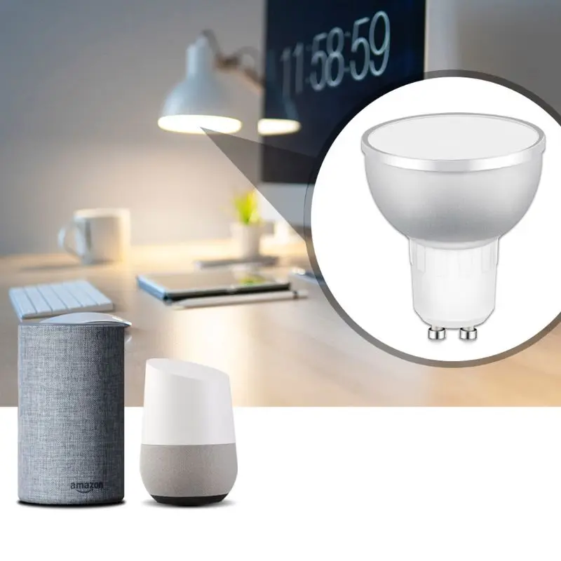 

WiFi Smart LED Light Round Bulb Changing Dimmable Multi-color GU10 Voice Control No Hub Required Lighting Accessories