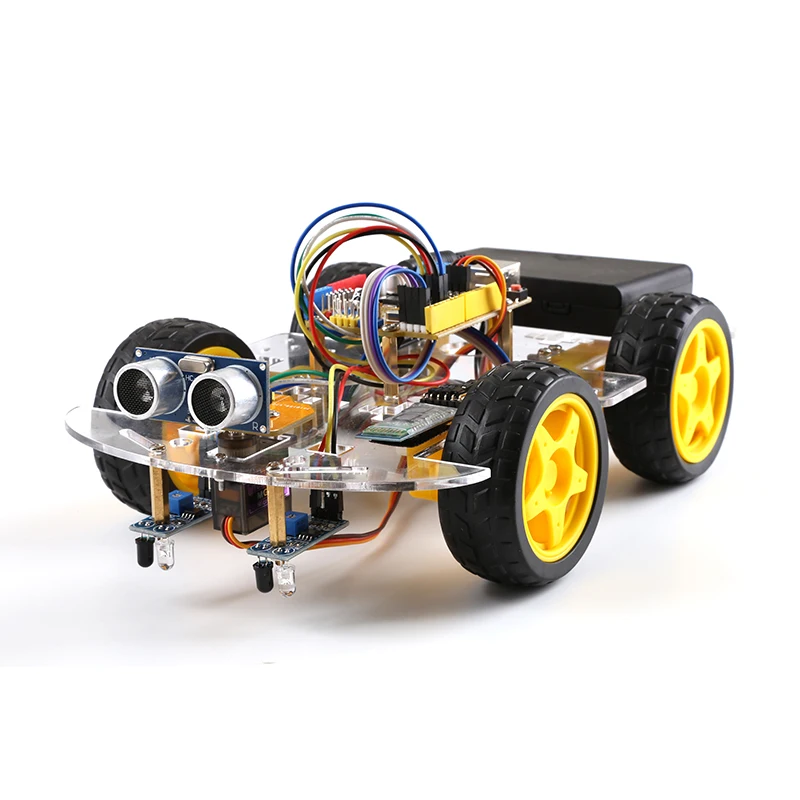 

4WD Robot Car Kit for Arduino UNO R3 Smart Project STEM Toys for Kids DIY Ultrasonic obstacle avoidance Track remote control