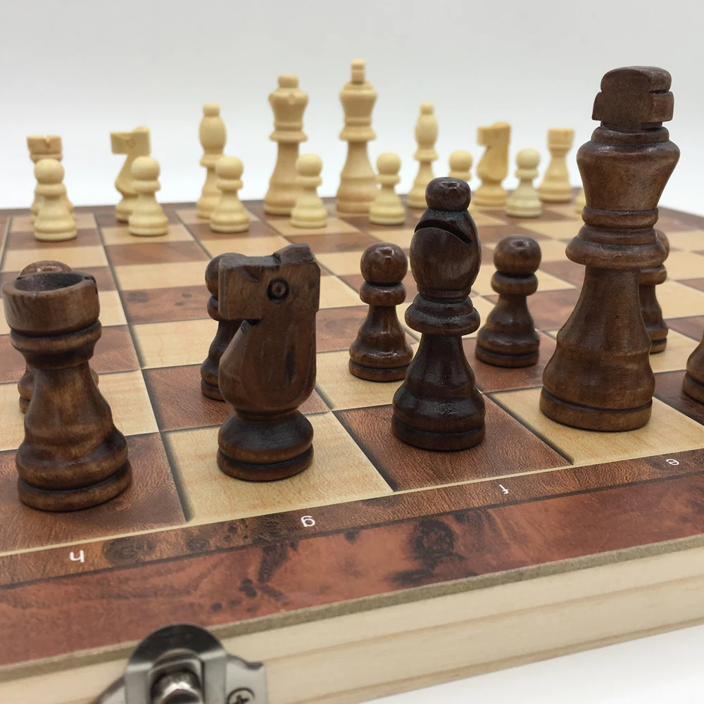 

Large Chess & Checkers & Backgammon 3 in 1 Chess Learning Set Outdoor Travel Games Without Magnetic Board Size 34 cm x 34 cm