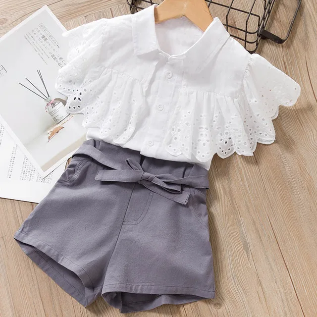 Bear Leader/Детские комплекты одежды для девочек летняя одежда для маленьких девочек футболка с короткими рукавами+ платье со штанами комплекты детской одежды из 2 предметов - Цвет: AY013     white