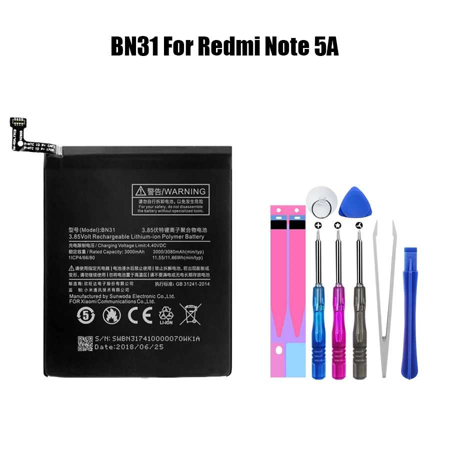 PINZHENG Батарея BM47 кожаный чехол для Xiaomi Redmi 3 3S 3X 4X 4A 5 Plus BN41 BN43 для Xiaomi Redmi Note 3 Pro 4 4X5 5A Mi6 Батарея - Цвет: For Redmi Note 5A