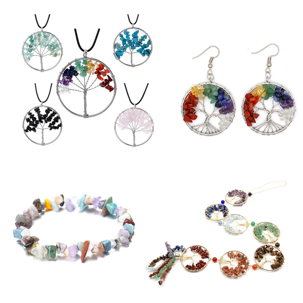 Natural Irregular Crystal Chips Stone Beads Kit with Jump Rings Earring Hooks for DIY Bracelet Necklace Jewelry Making Supplies