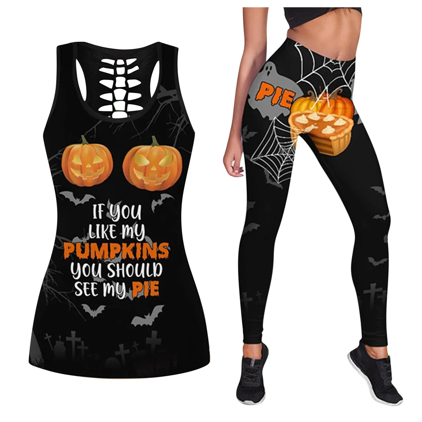 Fashion Print Two Piece Set Sleeveless Tank Vest Top Shorts Women Tracksuit 2021 Summer Fashion Casual Sporty Suits Halloween 2