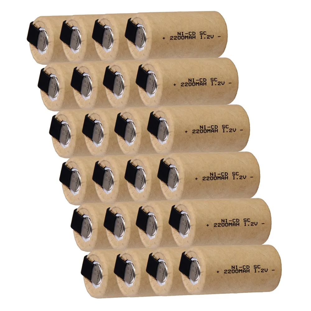 24 шт SC батареи 2200mah 1,2 v subc nicd батареи случайный цвет