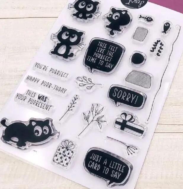 Кошка прозрачный чистый силикон штамп/печать для DIY Скрапбукинг/фотоальбом декоративный прозрачный штамп A0405