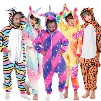 

Kugurumi Children Unicornio Pajamas Stich Sleepwear Onesies Unicorn Boys Girls Children Panda Winter Flannel Pajama 4 -12 T