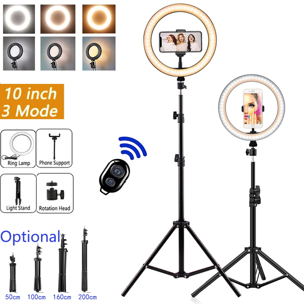 

10in LED Selfie Ring Light Video Camera Phone Dimmable Ring Lamp Fill Light Light Ringlight For Photo Live Video